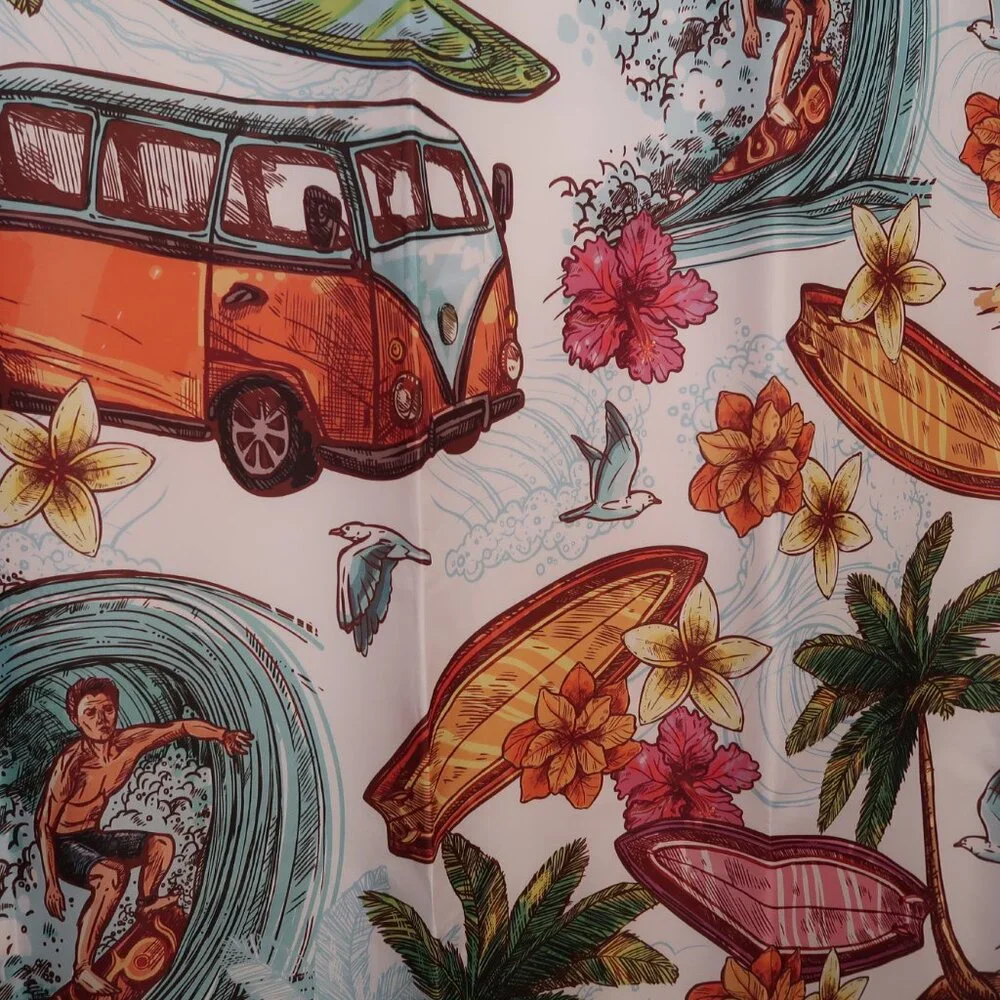Wild One Surf Boards and Surfing Shower Curtain 100% Polyester